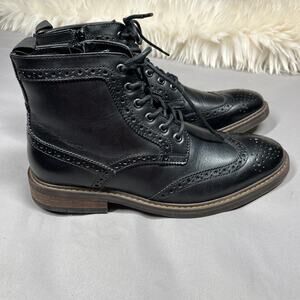 Moretti Black Label Boots Birmingham Mens size 9.5D Black Leather Wingtip Zip